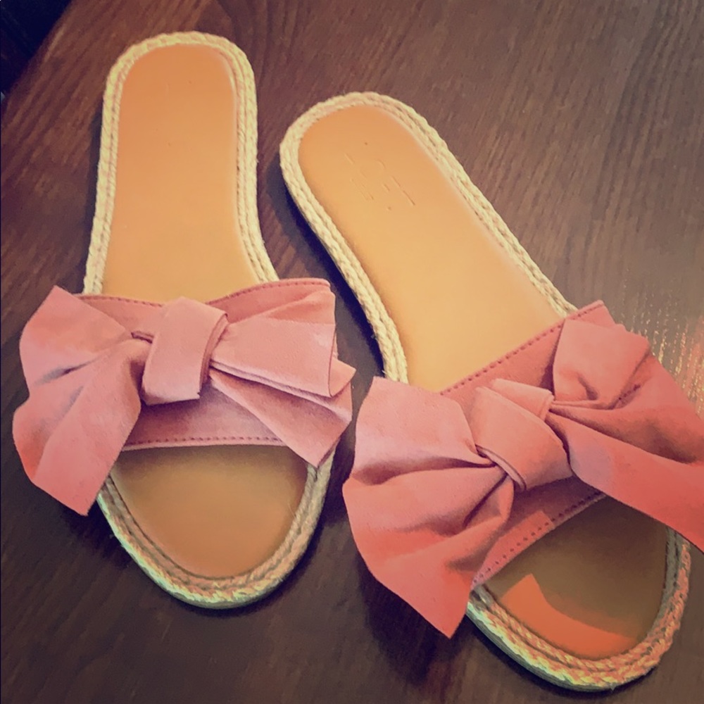 LOFT Bow Slides - Pink Suede, Size 8.5